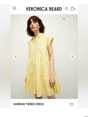 [BNWT] Veronica Beard HARROW TIERED DRESS - Pale Yellow